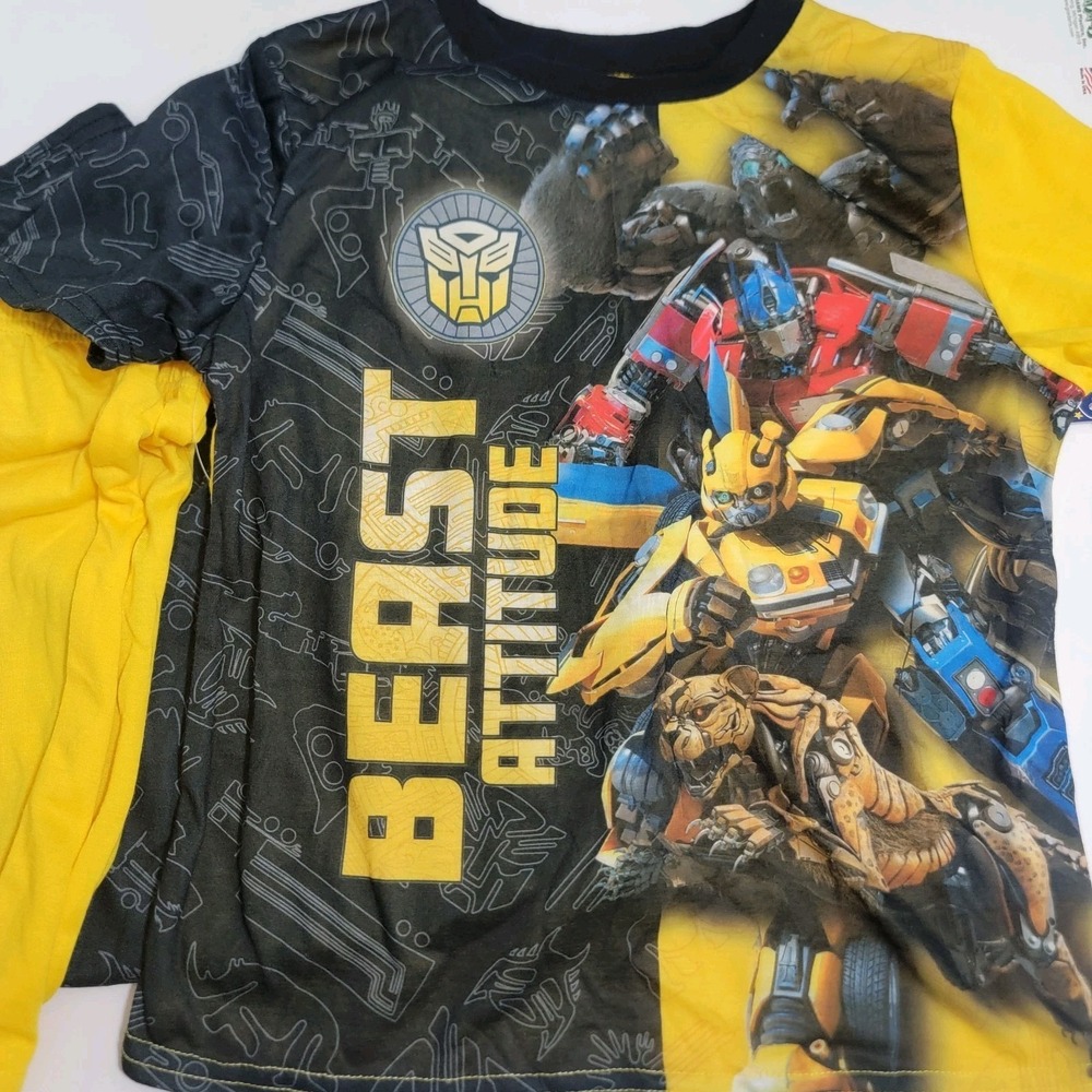 NEW Transformers Hasbro-Bumble Bee Print Boy's 8 Short Sleeve 3-Piece Pajama Set